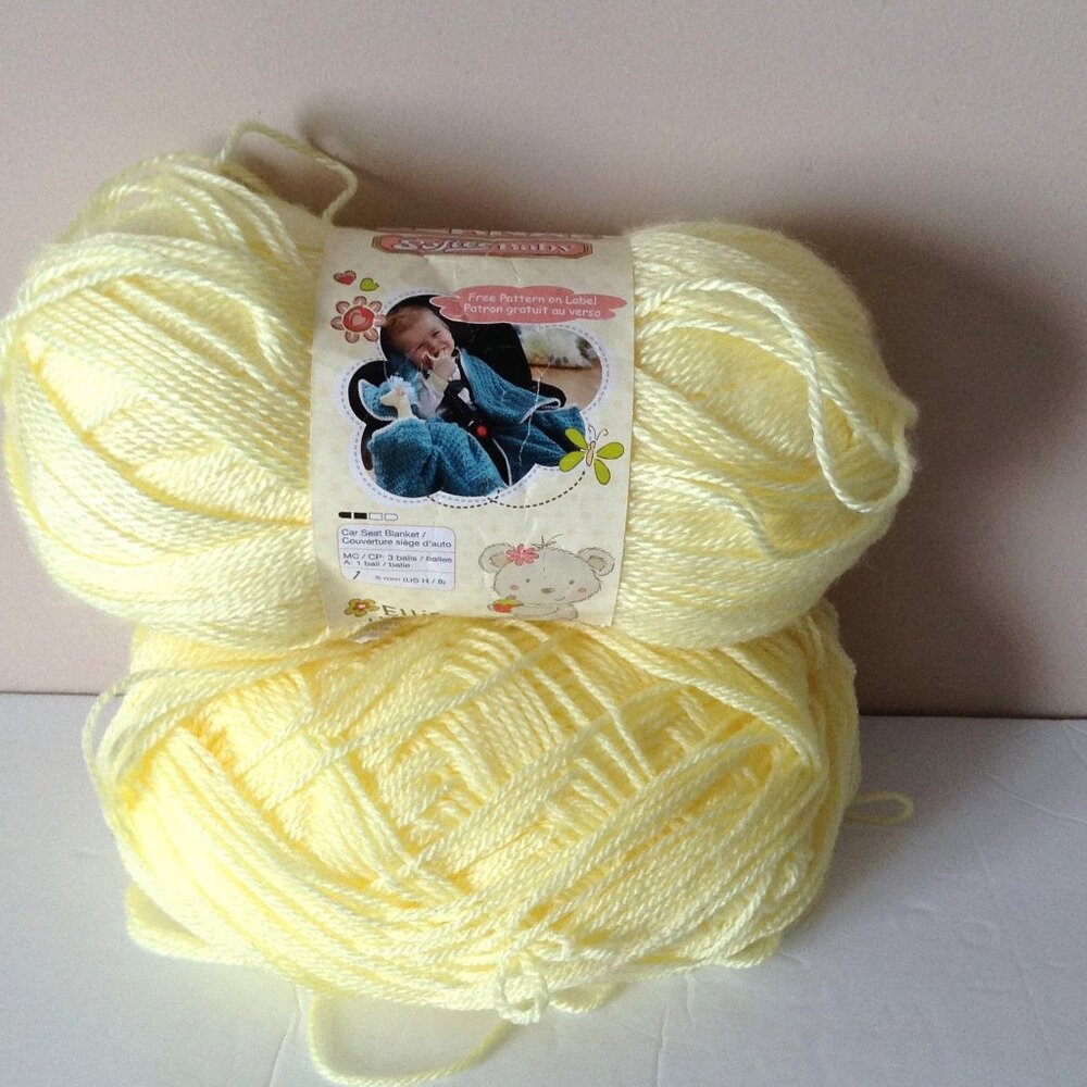 BERNAT SOFTEE Baby Lemon Citron 02003 Yarn Skein Acrylic Knitting Crochet